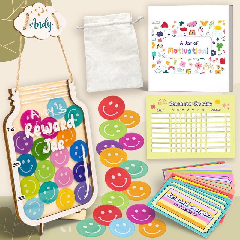Woodamore Magnetic Reward Jar for Kids - Magnetic Potty Training Chart ...