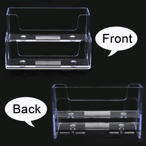 Onwon 2 Pieces Clear Business Card Holder 2 Tiers Plastic Card Stand Organizer Card Holder Display for Home Office, 120 Cards Capacity