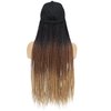 Yunkang Baseball Cap Wig Hat Wig with Synthetic Small Box Braiding Hair Extensions Attached for Black White Women Girls 24inch Long Ombre Braids Wig Black Brown Light Brown(B-53)
