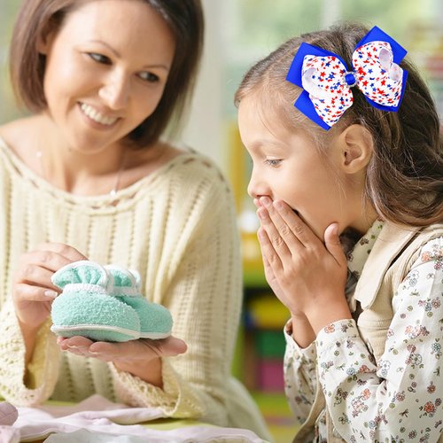 4th of July Hair Bow Clips Glitter Star Hairpins for Kids Girls, Patriotic Headband for 6 Inch Handmade Grosgrain Ribbon Alligator Clip Barrette Independence Day Party Headwear 1PCS