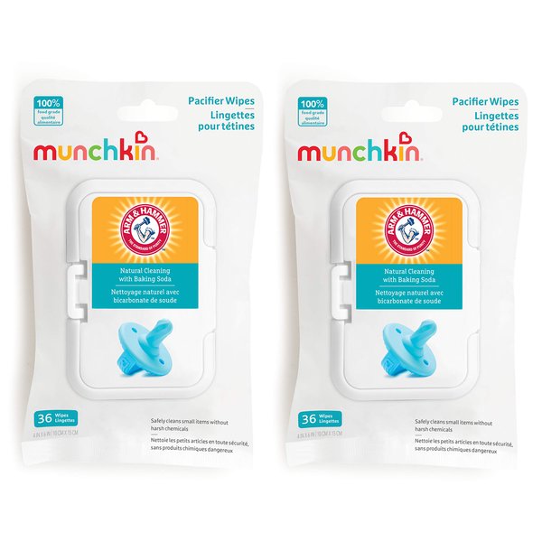 Munchkin® Arm & Hammer Pacifier Wipes - Safely Cleans Baby and Toddler Essentials, 2 Pack, 72 Wipes