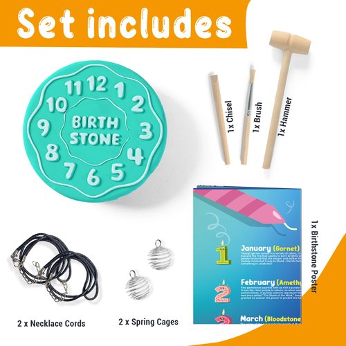 Gamerside Gemstone Dig Kit, Dig Up 12 Genuine Birthstone, Rocks and Minerals, Birthday Cake Gem Digging Kit for Kids Age 6 7 8 9 10 11 12, Science Kit Birthday Gifts Toys for Boys and Girls