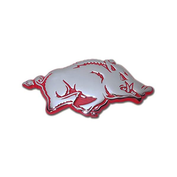 Arkansas UA Razorbacks Metal Auto Emblem with Red Trim