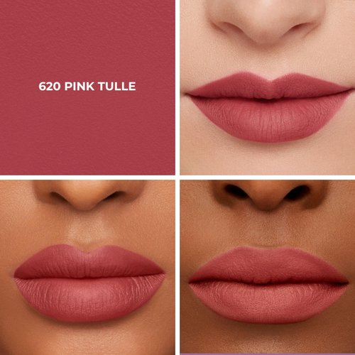 Laura Mercier Caviar Smoothing Matte Lipstick, 16HR Hydration, Long Lasting Wear, High Impact Color, Smudge- & Transfer-Proof, With Hyaluronic Acid + Vitamin E, 620 Pink Tulle - Medium blue tone pink