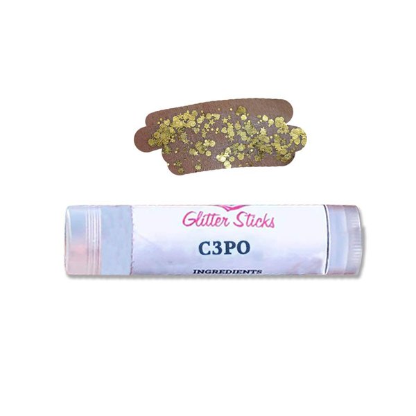 Creative Faces Chunky Glitter Stick - C3PO, Easy To Apply, Cosmetic Grade Polyester Glitter (3.5 gm/4.5 ml), Great to Sparkle up your Face, Body, Hair & Face Paint Designs