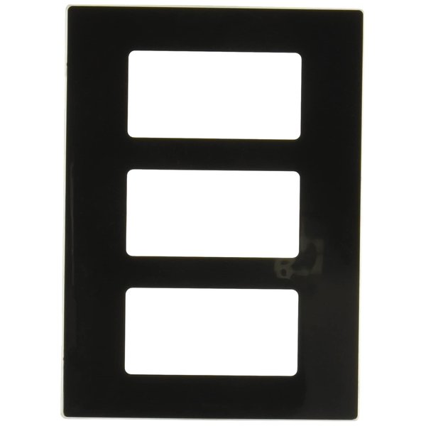 Leviton 80311-SE 3-Gang Decora Plus Wallplate Screwless Snap-On Mount, Black