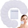 KinHwa Reusable Makeup Remover Pads Microfibre Round Face Pads for Face Eyes Lips Washable Face Cloths for All Skin Types and Toner 14 Pack White With Laundry Bag
