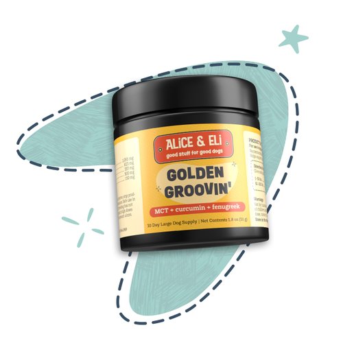 Alice & Eli Golden Groovin' - Turmeric for Dogs - Natural Immune & Joint Support for Dogs - with Organic Curcumin, MCT & Fenugreek - 30 Day Large Dog Supply