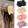 Yovic Bow Hair Claw Clips Flower Hair Clips Chiffon Pleated Hair Bows Hair Clamps Thick Thin Hair Jaw Clips Floral Hair Accessories for Women 1PCS (Champagne)