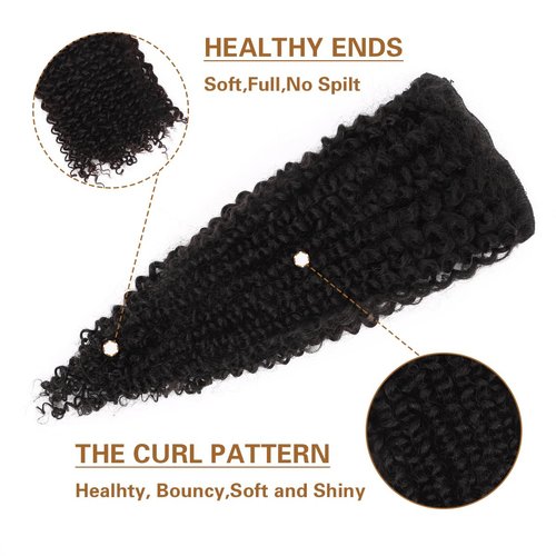 Curly Clip in Hair Extensions Real Human Hair 100% Brazilian Virgin Human Hair 8Pcs with 18clips Double Weft 3C 4A Kinky Curly Human Hair Extensions (22 inch, 120g, Natural Black)