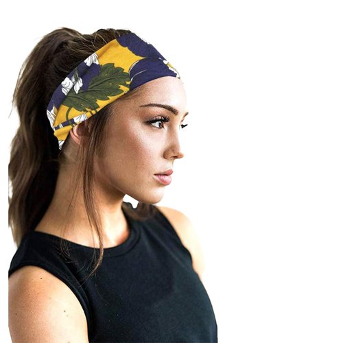 Hanfluenve 9Pcs Boho Floral Wide Headband for Women Girls Soft Fabric Hair Bands Vintage Flower Headbands Women's Fashion Headbands for Sport Daily