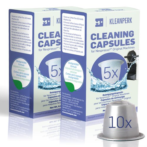 KLEANPERK 10 Pack Cleaning Pods Compatible with Nespresso Original Machines I Cleaning Kit for Better Tasting Coffee I Coffee Machine Cleaner I Easy and Safe to Use