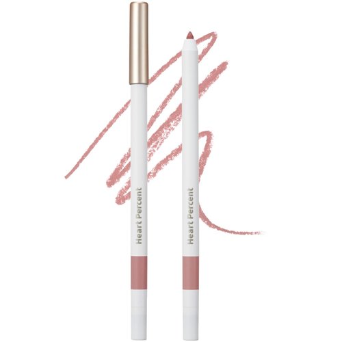 Heart Percent Dote On Mood Lip Pencil Slim, Defines and Fills Creamy Lip Liner Retractable Lipstick Pencil with Built-In Sharpener, 06. Rose Beige