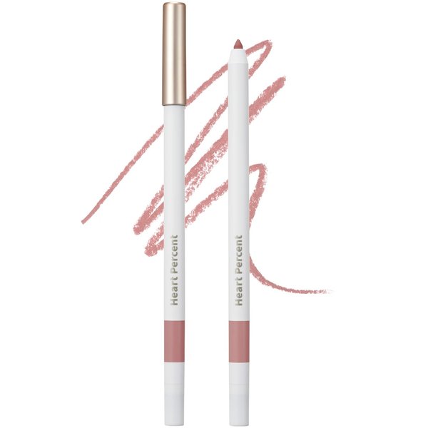 Heart Percent Dote On Mood Lip Pencil Slim, Defines and Fills Creamy Lip Liner Retractable Lipstick Pencil with Built-In Sharpener, 06. Rose Beige