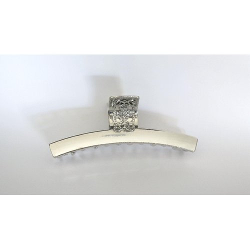 Generic Long shiny silver tone filigree metal hair claw clip