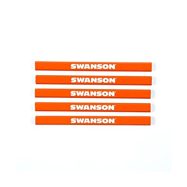 Swanson Tool Co CP700 5 Pack of Bright Orange Swanson Carpenter Pencils with Black Graphite
