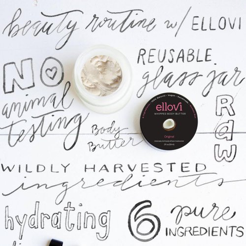 Ellovi All-Natural Luxuriously Whipped Body Butter - Original - Pure Enough to Eat - Made With Just 6 Vegan Ingredients - 100% Plant-Based Moisturizer For Naturally Healthy Skin (2 fl. oz/59ml)