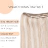 VINBAO Weft Hair Extensions Human Hair Sew in Weft Human Hair Extensions Caramel Blonde Mix Platinum Blonde Human Hair Weft Extensions 16 Inch #27/60 80g Double Weft (weft#27P60,16'')