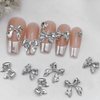 30 Pcs Y2K Silver Bow Nail Charms,3D Alloy Bows Nail Charm Cute Bowknot Nails Charms Kawaii Long Ribbon Bowknots Nail Art Charms for Women Nail Art Supplies Nail Designs Nail Decor Nail Accessories