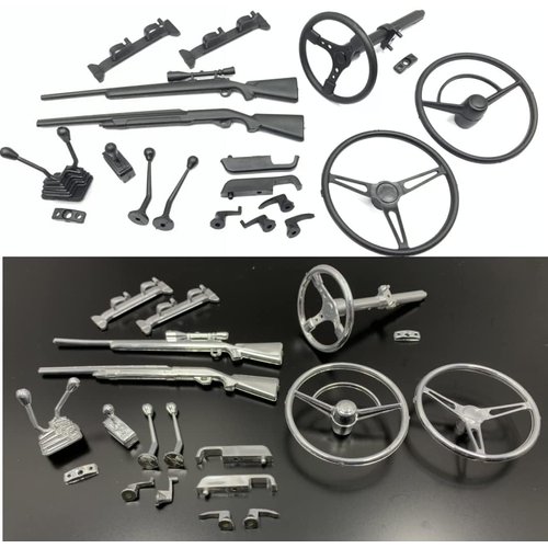 KINGTAIR AX80037 1/10 Scale Rock cralwer Original SCX10 Truck Climbing Shell Interior Trim Simulation Door Handle Steering Wheel cab Scene Tools Set