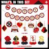 LARRAZABAL Casino Theme Party Decorations, Poker Party Decorations Include Happy Birthday Banner Hanging Swirls and Honeycomb Centerpiece Casino Poker Theme Birthday Party Supplies