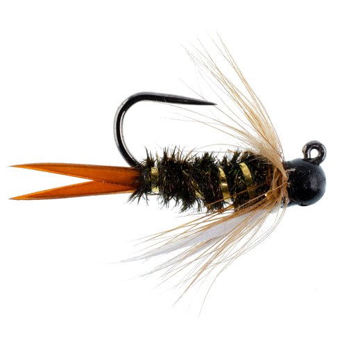 The Fly Fishing Place Barbless Tactical Czech Nymph Fly Fishing Flies Collection - One Dozen Tungsten Bead Euro Nymphing Fly Assortment - 2 Each of 6 Patterns - Hook Sizes 12, 14 and 16