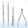 Pixkrot Ingrown Toenail Removal Kit, Ingrown Toenail Treatment Tool,Nail Clippers and Lifter,Thick Toenail Nail Cleaning and Foot Repair Tool,Correction Polish Pain(4 Pack,Stainless Steel)