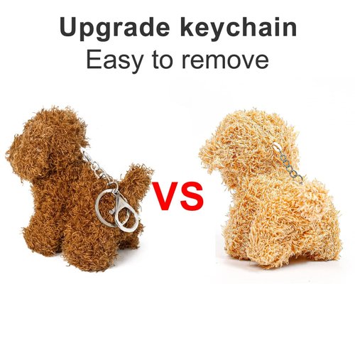 Anboor 3pcs Small Stuffed Animals—4.8 Inch Cute Puppy Dog Plush Stuffed Animal with Keychain for Party Favors (Brown,White,Light Brown)