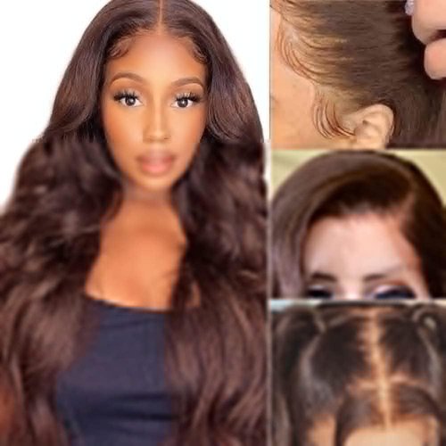 Brown Body Wave Lace Front Wigs Human Hair Wigs HD Lace Front Wig Human Hair Pre Plucked with Baby Hair 150 Density Brazilian Virgin Transparent Lace Front Glueless Wigs Human Hair Colored (22 Inch)
