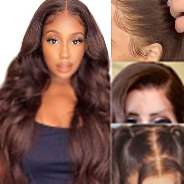 Brown Body Wave Lace Front Wigs Human Hair Wigs HD Lace Front Wig Human Hair Pre Plucked with Baby Hair 150 Density Brazilian Virgin Transparent Lace Front Glueless Wigs Human Hair Colored (22 Inch)