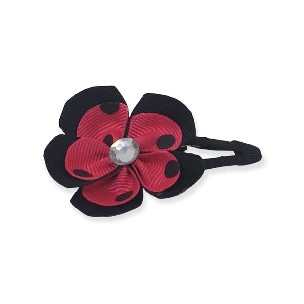 Snap Clip, Flower Hair Clip, Pink and Black Hair Clip, Polka Dot Hair Clip, Baby, Toddler, Girls Hair Accessory