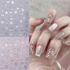 8 Sheets Flower Nail Stickers for Nail Art, 3D Self-Adhesive Bronzing Flowers Nail Decal Gold Silver Flowers Leaves Nail Design Nail Art Stickers Spring and Summer Nail DIY Decorations for Women