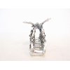 Silver metal flower blue crystal hair claw clip bridal clip medium/fine hair