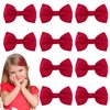 PAFUWEI 10 Pieces Red Ribbon Bows, 2.75inch Red Bow Clips Grosgrain Ribbon Alligator Hair Clips, Red Hair School Hair Accessories, Fit for Birthday, Children's Day, Back to School Accessories