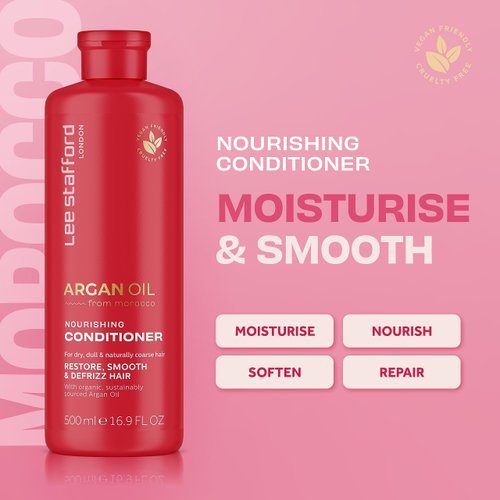 Lee Stafford Argan Oil Nourishing Hair Conditioner, 16.9 Fl Oz For Dry Dull and Naturally Coarse Hairs Hair Tretament Cream Defrizz Hair