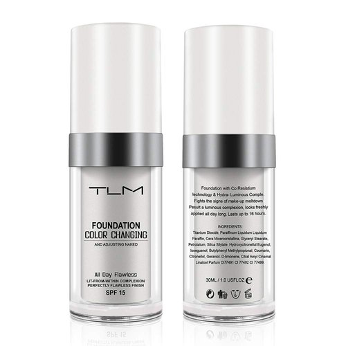 Colour Changing Foundation, (2Pack) Flawless Color Changing Foundation Makeup Base Moisturizing Liquid Foundation for Women, Concealer Cover, Girls SPF15, Sunscreen, Non-Greasy,Long Lasting