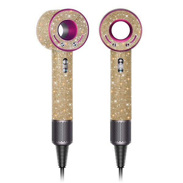 Gengki Self-Adhesive Bling Rhinestone Sticker Decal for Dyson Supersonic Hair Dryer, Universal Sparkle Crystal Cover for Dyson Blow Dryer Diamond Protector (Champagne)
