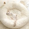 Gavenia Cat Beds for Indoor Cats,20’’x20’’ Washable Donut and Dog Bed,Soft Plush Pet Cushion,Waterproof Bottom Fluffy Calming Self-Warming Bed Sleep Improvement,White
