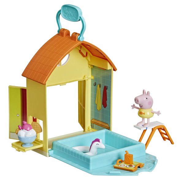 Peppa Pig Peppa’s Adventures Peppa’s Swimming Pool Fun Playset Preschool Toy, Includes 1 Figure and 4 Accessories, Ages 3 and Up