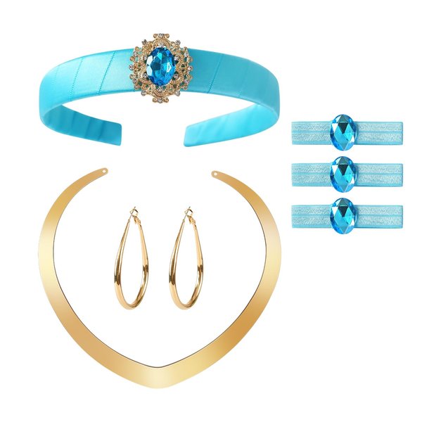 Women Princess Costume Accessories Headband Hair Ties Girls Dress Up Halloween Cosplay Party Supplies for Jasmine