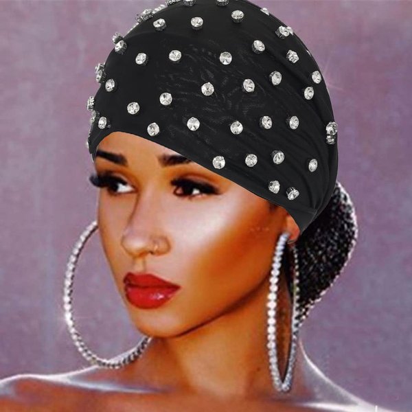 GORTIN Crystal Headbands Sparkle Rhinestones Head Bands Black Wide Hair Bands Boho Turban Head Wraps Stretch Twist Headband Nightclub Party Headpieces Head Jewelry for Women and Girls (Type C)