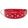 Dogs My Love Genuine Red Leather Rhinestone Dog Collar 1.6x27 Fits 19"-24" Neck