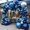 Blue and Silver Balloons, 12inch Navy Blue Silver Pearl Blue Balloons with Metallic Confetti Silver Blue Helium Balloons, Dark Blue Silver Balloons for Boy Birthday Baby Showers Decorations