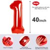 Red One Number Balloons 40 Inch First Birthday Decorations for Boy, Big Mylar Foil Helium Balloon for Super Mario Birthday Party Supplies, Roblox Birthday Decorations