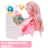 19Pcs Study Set for 11.5inch Dolls, Doll Accessories with 19Pcs Study Set Including Laptop Ruler Pencils for Girls Birthday Gifts