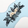 BERYUAN Bridal White Flower Black Crystal Rhinestone Hair Comb for Bride Bridesmaid Sliding side Headpieces Wedding Hair Accessories for Women and Girls (Black)