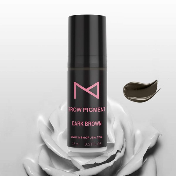 M Brow Semi Cream Pigment By Mellie Microblading - For Eyebrows Powder Brows Manual & Machine Use - Medical Grade - No Mixing - For Professionals Only -15ml (DARK BROWN)