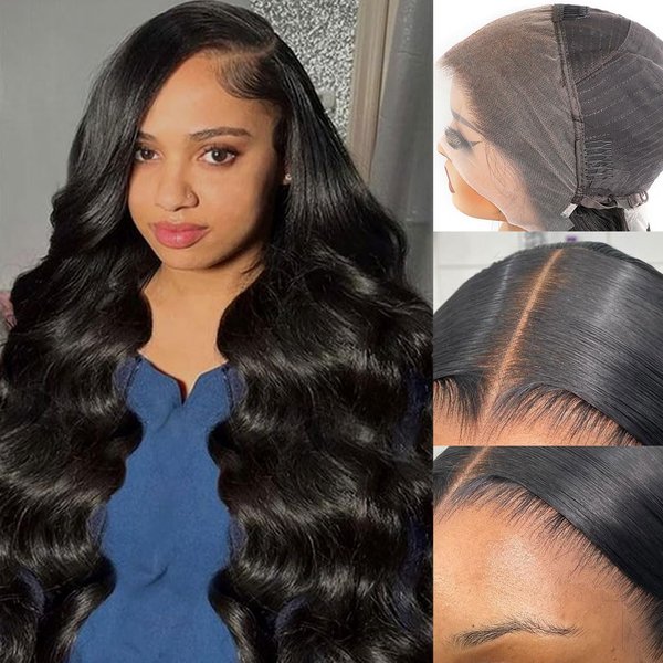 MSGEM Full Frontal Wigs Human Hair 13x4 HD Body Wave Lace Front Wigs Human Hair for Black Women 12A Brazilian Wigs 180 Density Pre Plucked Bleached Knots Lace Front Wig Natural Color 28 Inch