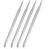 4Pcs Stainless Steel Cuticle Remover Professional Double Head Nail Art Cuticle Pusher Nail Stick Needle Manicure Pedicure Nail Care Tool for Fingernail and Toenail, Silver