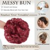 FeidyLong 2 PCS Messy Bun Hair Piece Wavy Curly Scrunchies Synthetic Chignon Ponytail Hair Extensions Thick Updo Hairpieces for Women Girls(Dark Red)